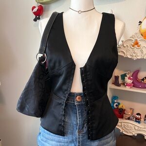 Aritzia Black Satin Blouse